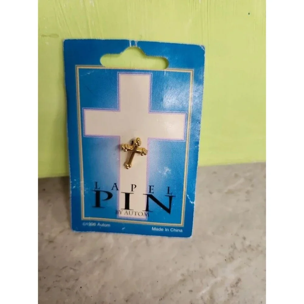 Crucifix cross lapel pin by Autom